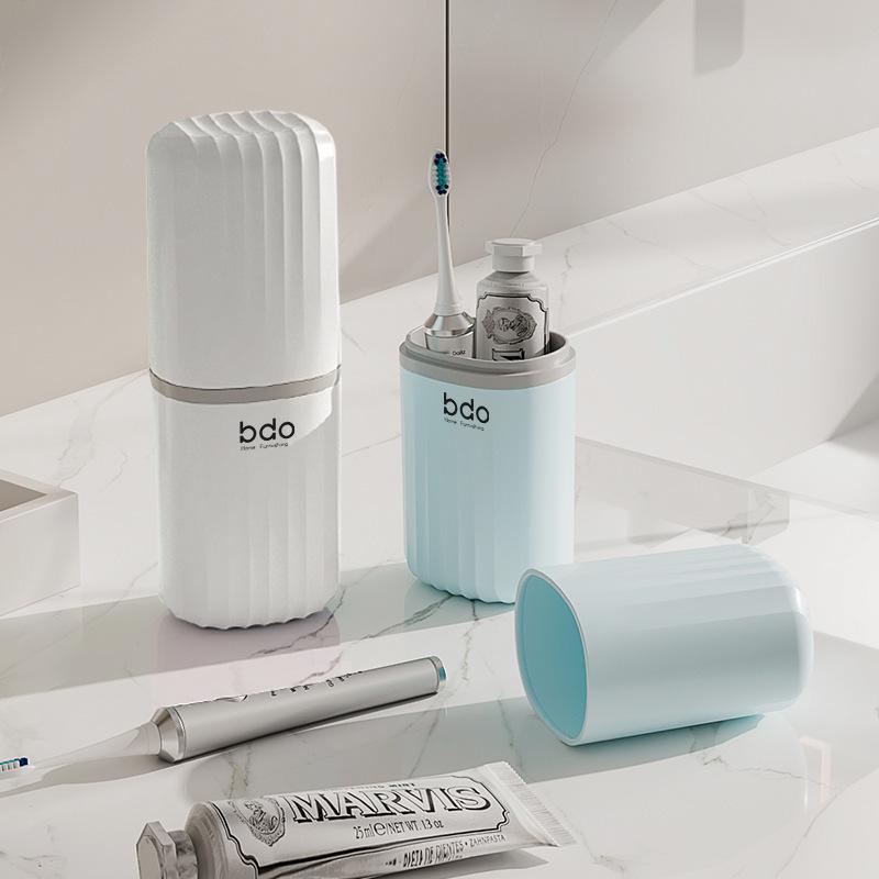 Portable Toothbrush and Mouthwash Holder Set with Toothbrushing Cup