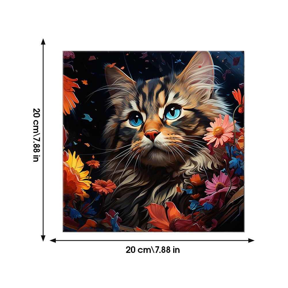 Among The Flowers Cat Zero Based Teaching DIY Digital Oil Painting High Definition Canvas With Manual Filling And Coloring