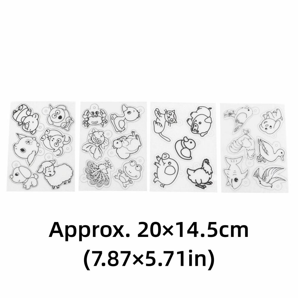 

8pcs Colorable Shrink Plastic Sheets Different Patterns Shrink Film Sheets DIY Keychain animal