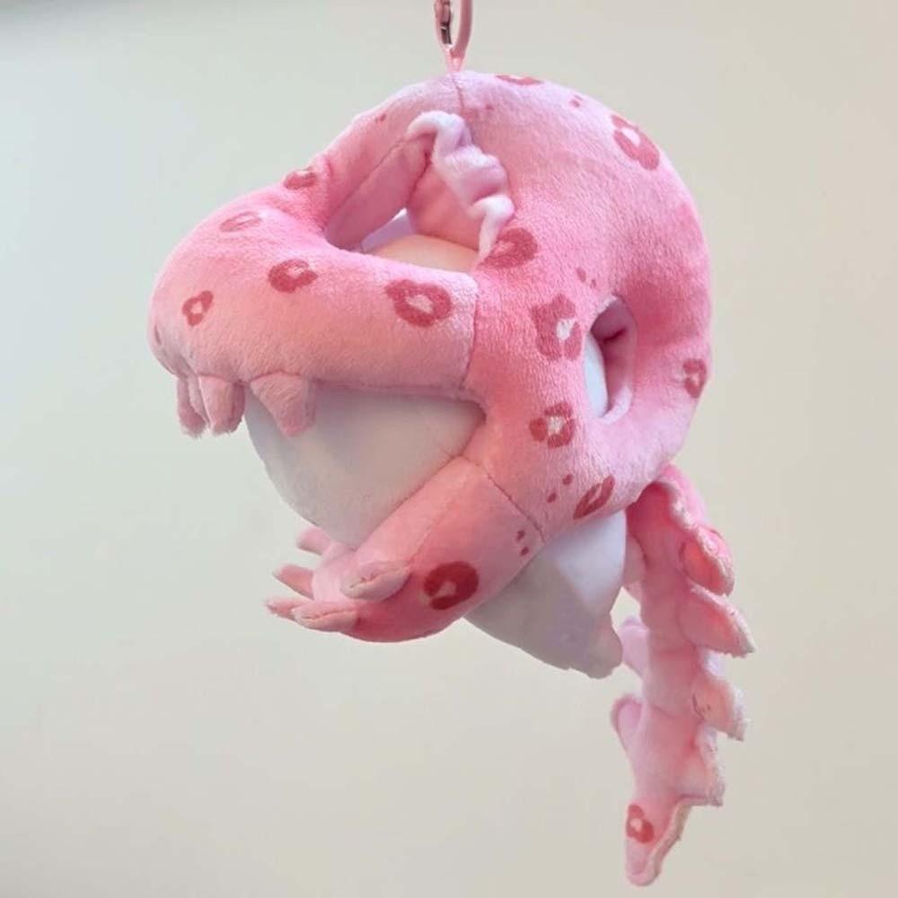 With Lanyard Dinosaur Skeleton Plush Pendant Grey / Pink Bone Design Quirky Bag Charm Safe Strap Soft Fabric Cotton Doll Clothes