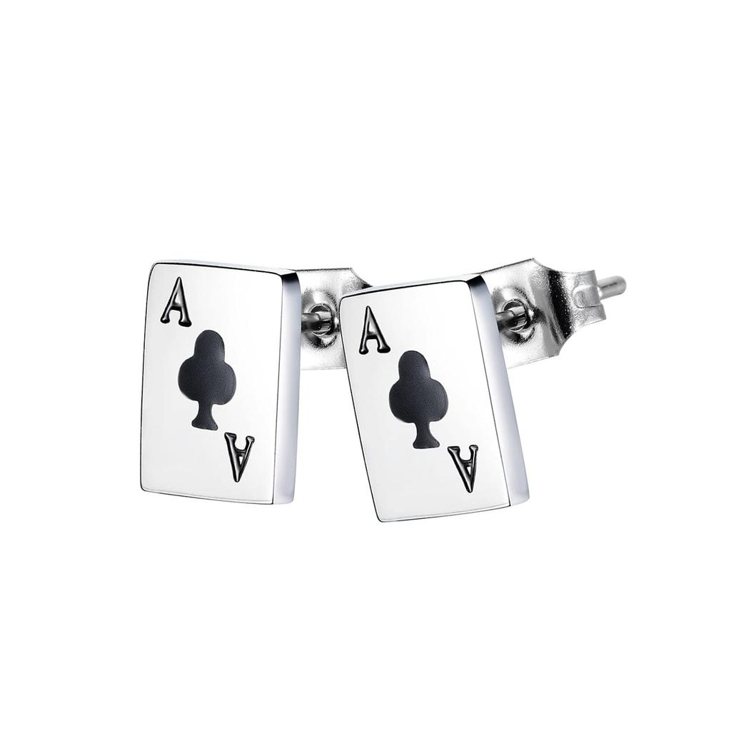 Edelstahl Ohrstecker für Damen Herren Poker Dame Herz Rot Würfel Creolen Ohrringe Piercing Schmuck Zubehör Casino