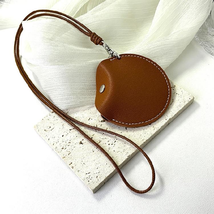 Stylish Leather Glasses Storage Bag Pendant Necklace Keychain Hanging Accessory Elegant Bags with Protective Flap