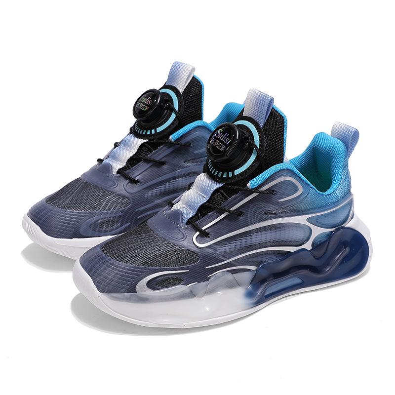 2025 new middle-aged and older children's shock absorption children's button shoes boys breathable mesh sports shoes summer running shoes