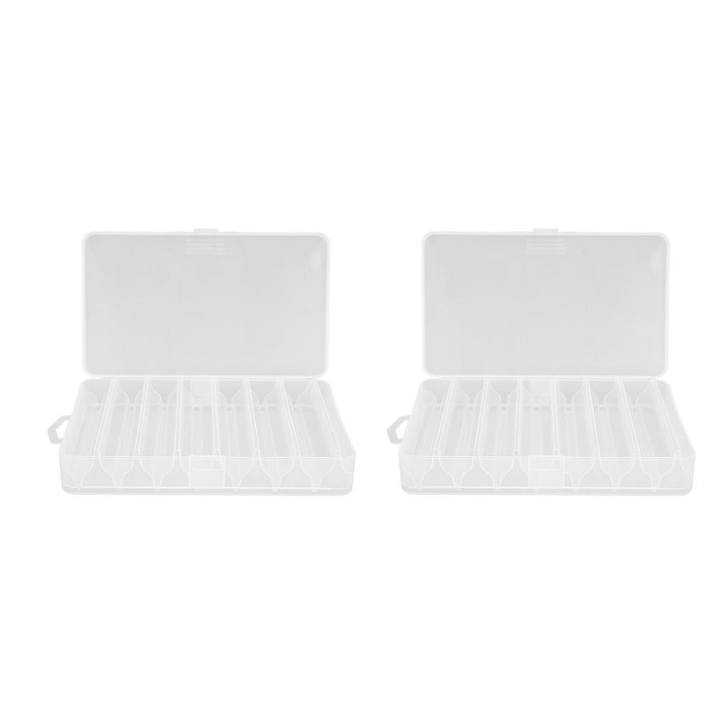 2PCS Fishing Lure Tackle Box Plastic Clear Visible Fishing Lure Bait Squid Jig Hooks Accessory Storage Case Container