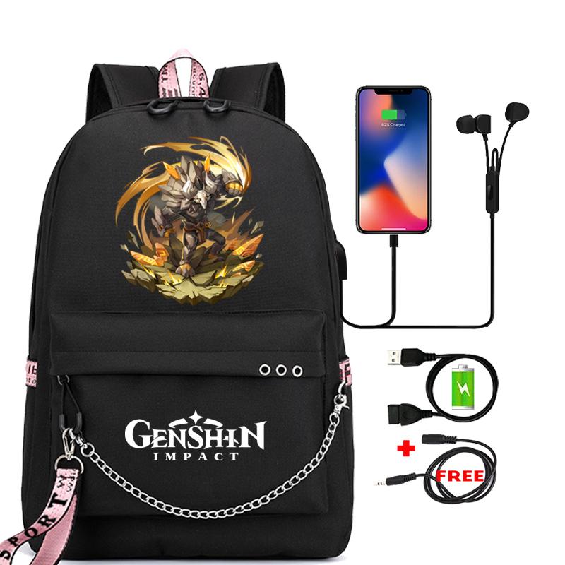 Anime Game Travel Backpack Printed Canvas Backpack Students Women Large Capacity Bookbag Usb Charging for Boy Girl School Bag Kids Gifts