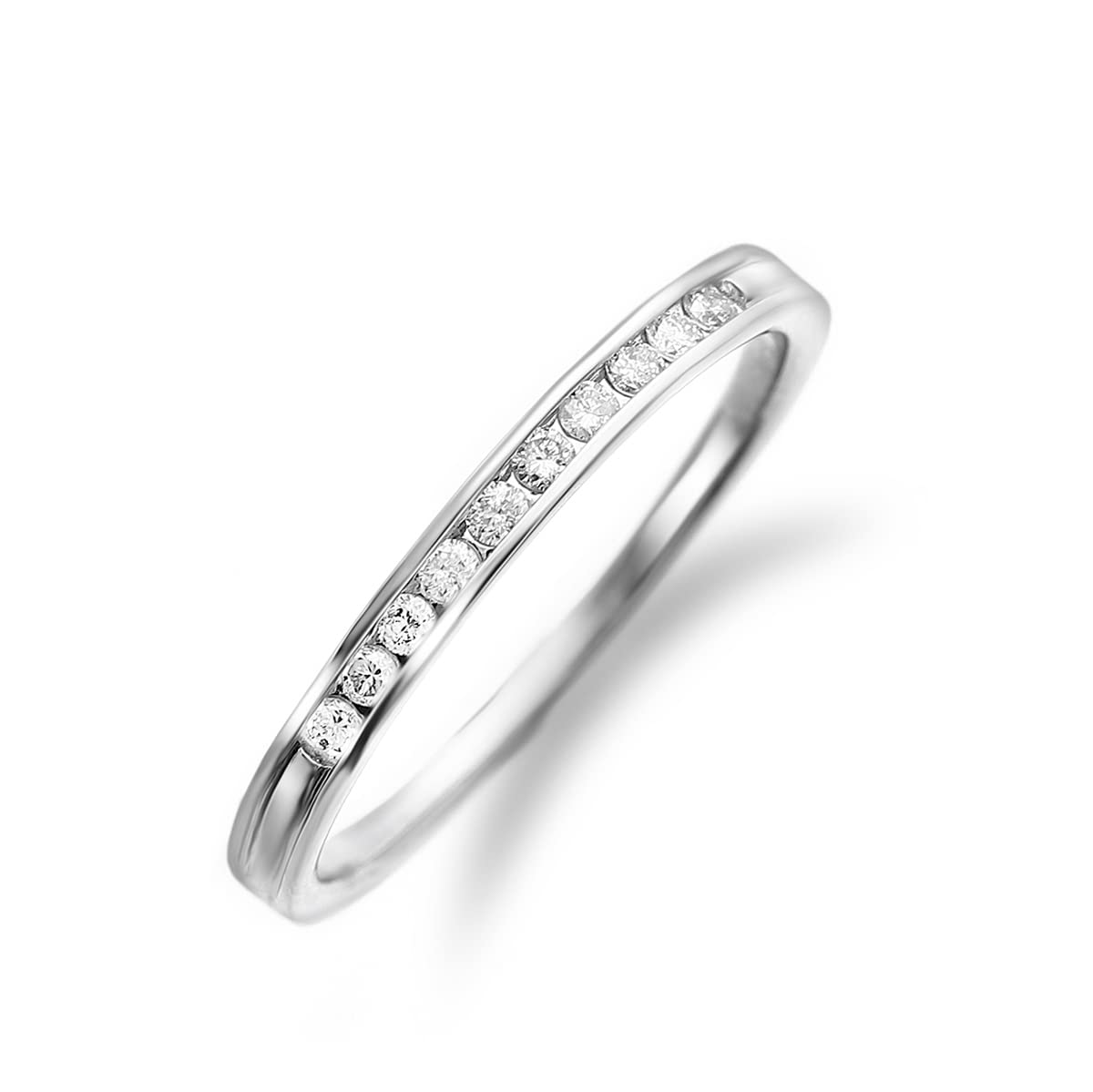 

LEGAN Half Eternity Ring with Rail Size 14 10 pt900 Diamond Ring Natural Diamond Engagement Proposal Made in Japan Setting, Platinum, [0.1ct / платиновий