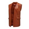 Plus Size Women's Sleeveless PU Leather Vest & Short Cardigan Jacket