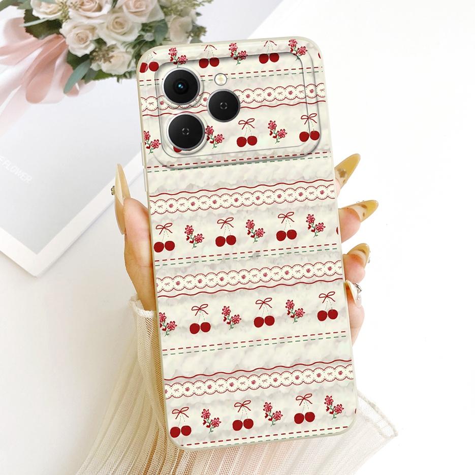 Per Tecno Spark 40 Custodia KM5 Nuova Lusso Fiori Caramella Verniciata Copertura Morbido Silicone Custodia Telefono Per Tecno Spark 40C Spark40 C Fundas