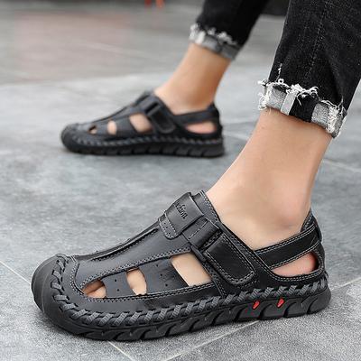 Plus Size 48 Men's Shoes Slip-on Men's Closed Toe Sandals Casual Leather Shoes British Wild Breathable Beach Shoes