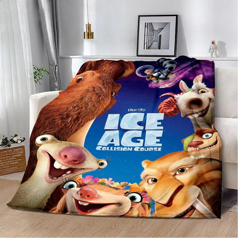 Printed Blanket Picnic Blankets Cartoon Ice Age Warm Blanket Soft and Comfortable Blanket Home Travel Birthday Gift