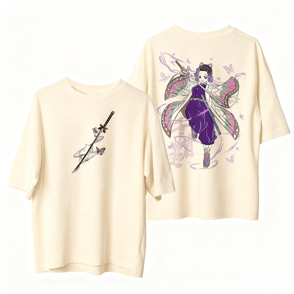 Demon Slayer Anime T Shirt Women Men Shinobu Kocho Graphic Print Oversized Cotton Tee 2026 Summer Kawaii Casual Streetwear Tops