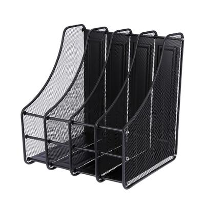 4 Slots Metal Magazine Book File Stand Organizer Ταξινόμηση κάθετης βάσης Γραφείο Home School
