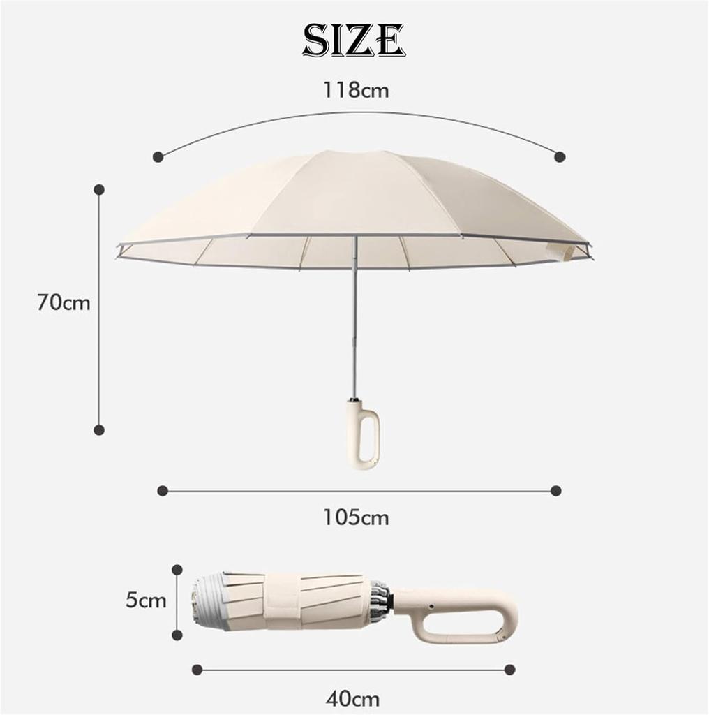 Ring Buckle Umbrella Ring Buckle Portable Folding Umbrella Automatic Sunshade Umbrella Rain or Shine Beige