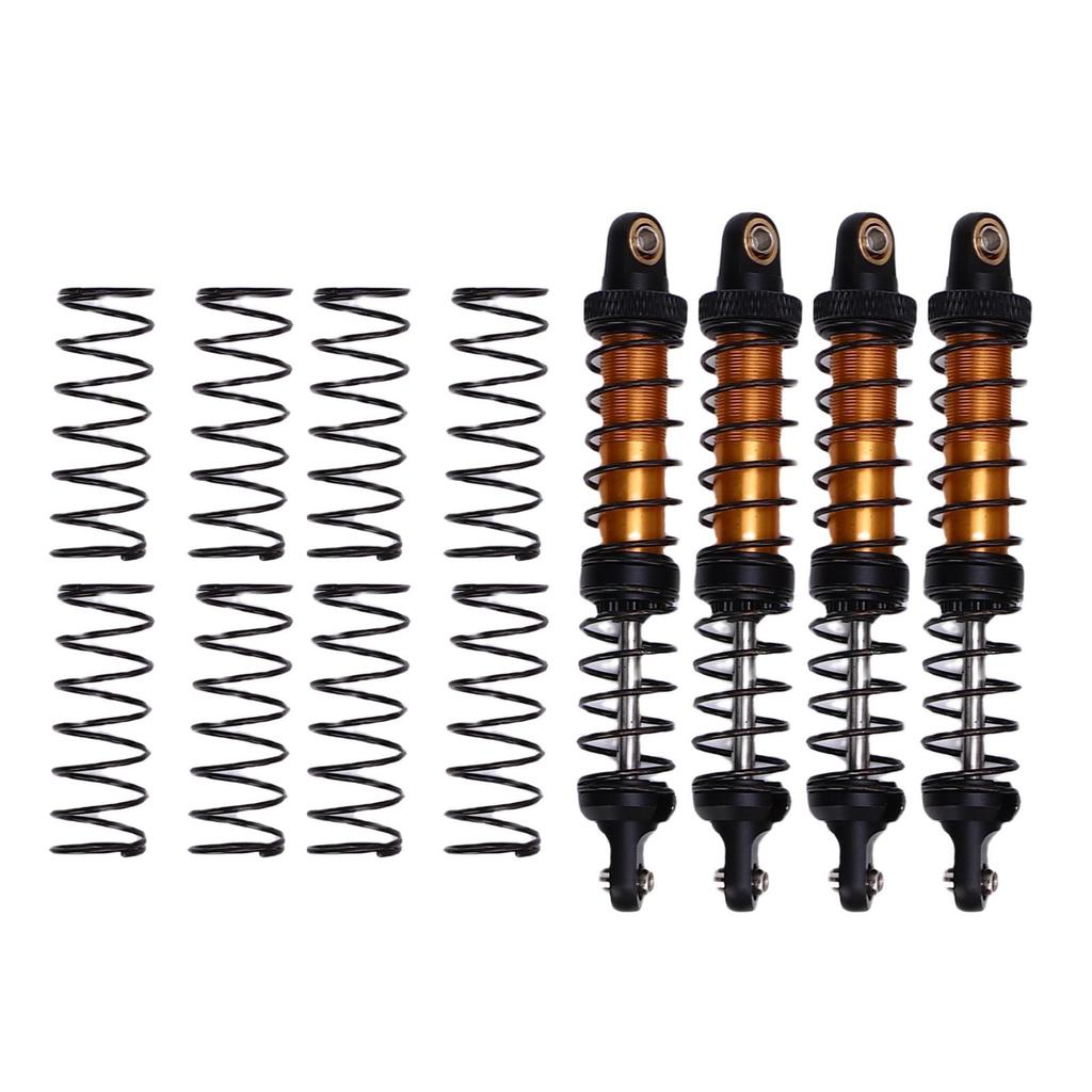4 Pack Metal RC Car Shock Absorbers High Strength 90mm RC Car Shocks for 1 10 Scale Models with 8 Spare Springs Gold