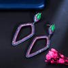 Light Luxury Heavy Industry Exaggerated Color Zircon Earrings, Needle Geometric Rhombus Earrings Earrings