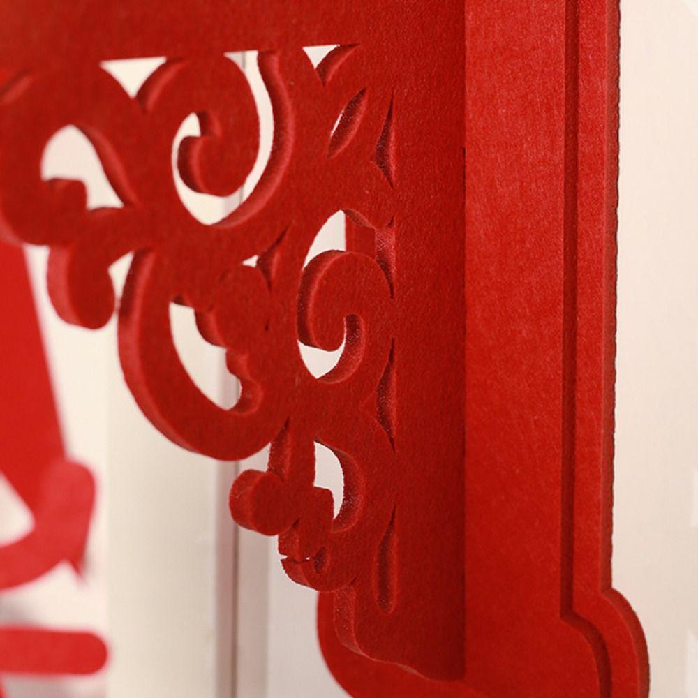 2cps Red Chinese Felt Lantern Three-dimensional Hanging Decoration Chinese New Year Lantern Non-woven Fabric