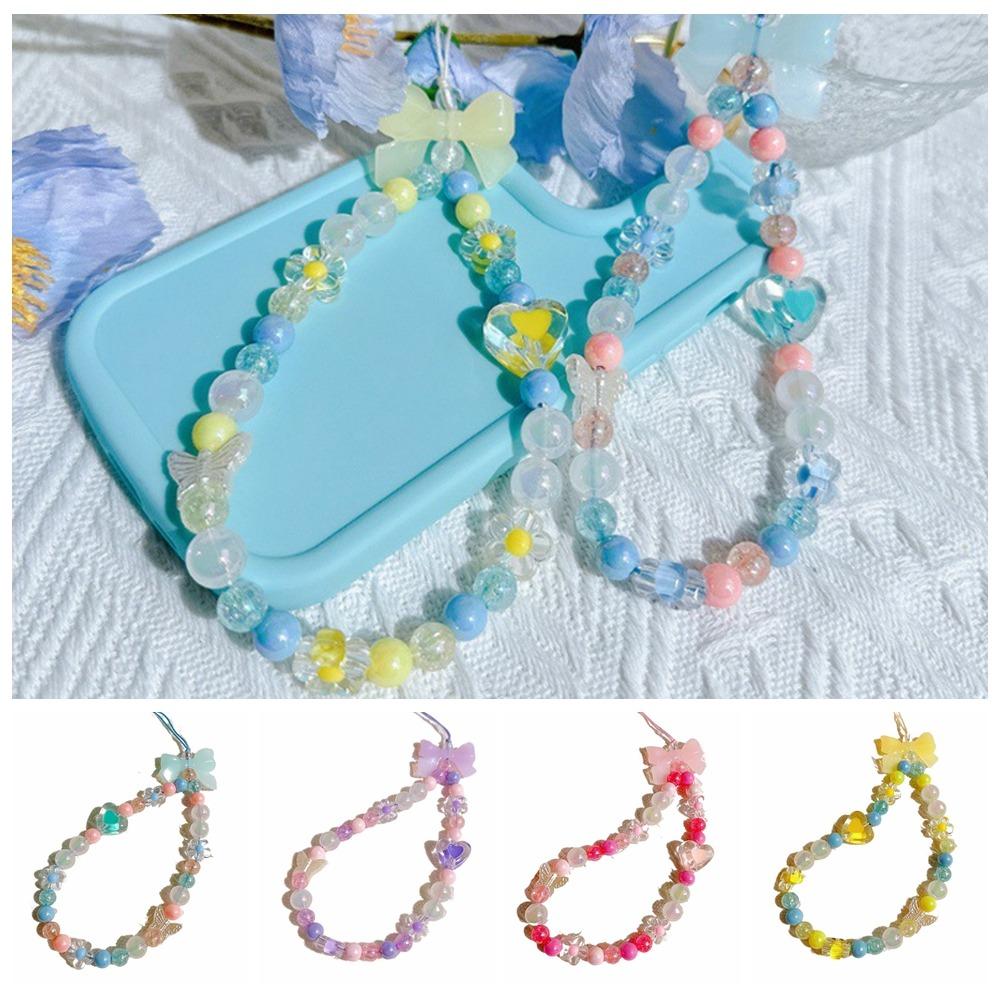 

Ornament Mobile Phone Pendant Bowknot Mobile Phone Lanyard Beaded Phone Chain Girls Women