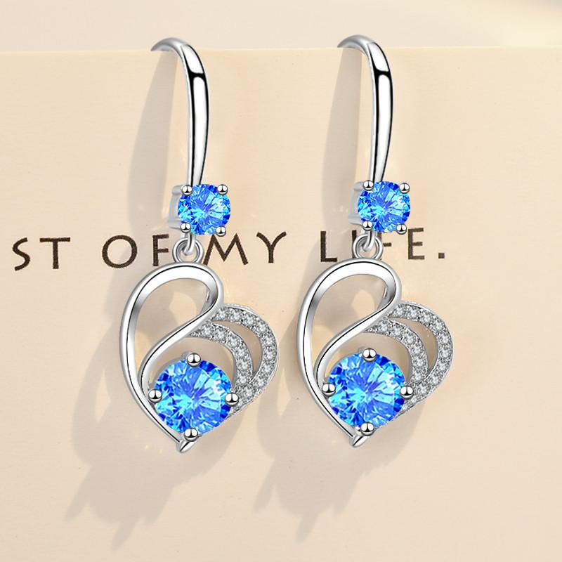 Popular red diamond love medium and long earrings pendant heart-shaped earrings women's Korean version of exquisite jewelry