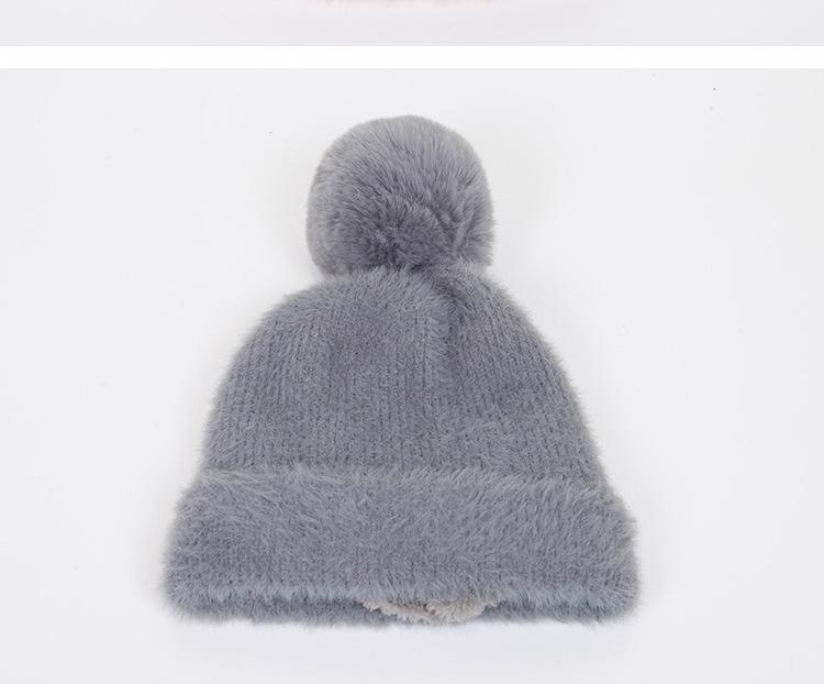 Hat Female imitation mink knitted wool pullover hat autumn and winter beanie fashion