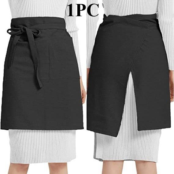 

Japanese Style Cotton Apron - Boho Retro Half Wrap Pinafore for Cafe Florist Art Studio Bistro Unisex Workwear чёрный