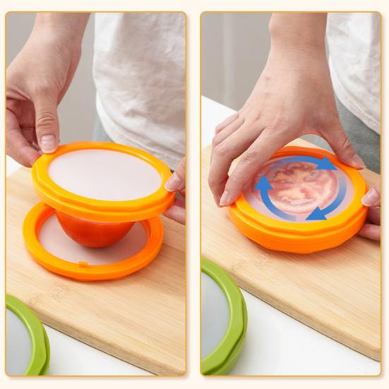 Avocado Saver Holder Onion Storage Container BPA-Free Fruit Vegetable Keeper for Fridge Space Saving Lemons Tomatoes Garlic Storage Containers