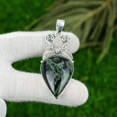 Muttertagsangebot 925 Sterlingsilber Natürlicher Kambaba Jaspis Ehefrau Anhänger Schmuck