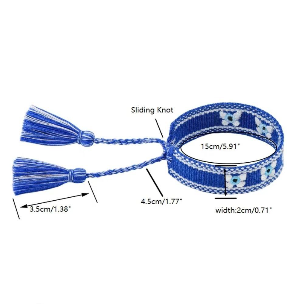 Embroidered Woven Charm Bracelets Adjustable Rope Blue Eyes Bracelet  Fabric Bracelets