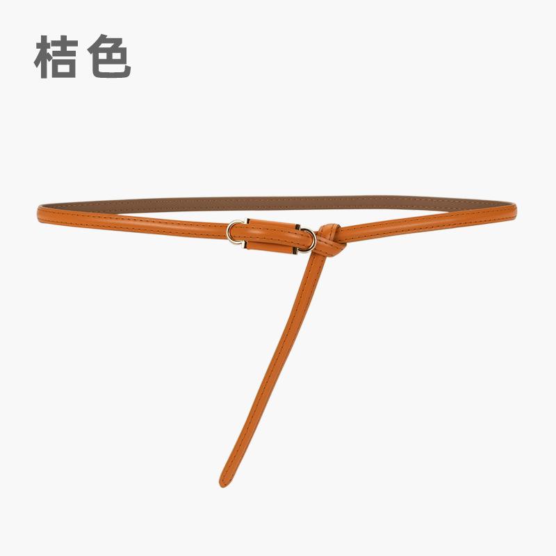 Four Seasons Available New Women'S Leather Thin Belt With No Hole Design Decorative Belt Waist Cover Dress Versatile Two Layer Leather Women'S Belt