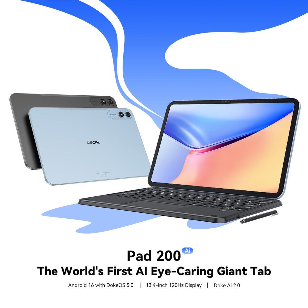 Oscal Pad 200 13.4' Android 16 Ai Set Tablet 24GB RAM 256GB ROM Up To 2TB