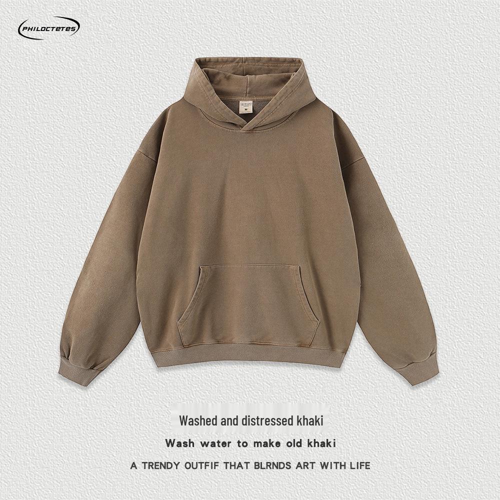 420g Salt-Washed Distressed Oversized Retro Hoodie