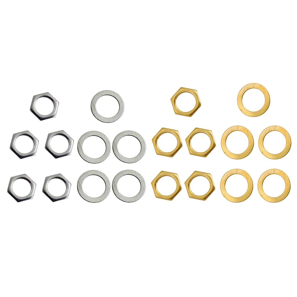 9.36mm Electric Guitar Jack Nuts with Lock Washer Iron Material Set for Guitar Cranksets and Socket Output