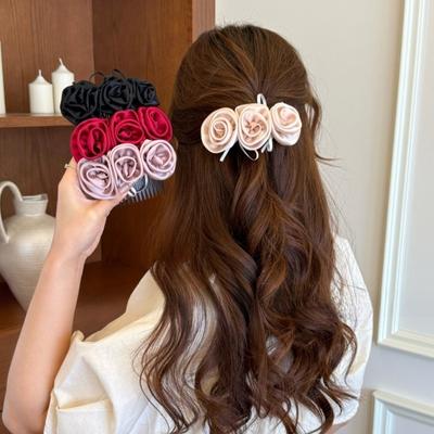 Elegant Solid Color Flowers Hairpin Bohemian Thai Style Floral Hair Comb Cloth Headwear Chignon Hair Clip Party
