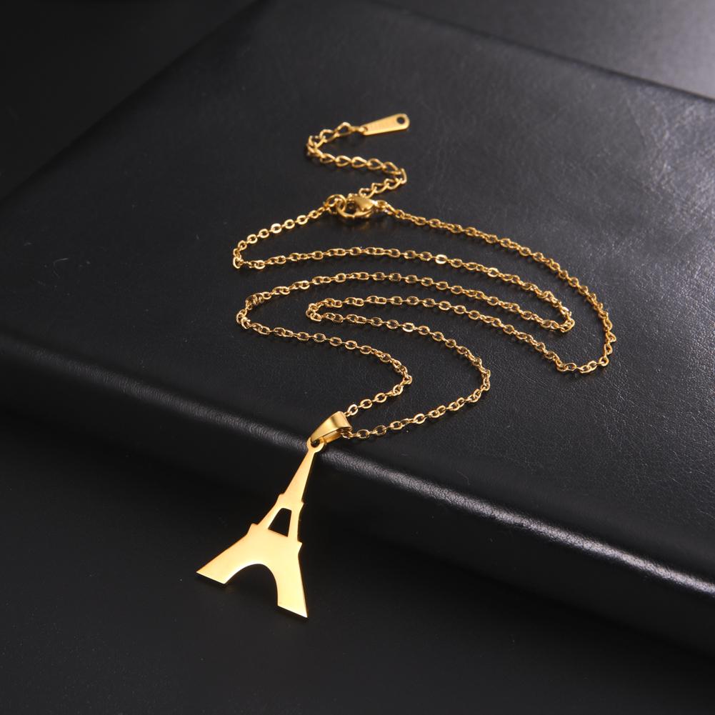 Cazador New France Paris Eiffel Tower Gold Color Pendant Necklaces for Women Stainless Steel Chain on the Neck Jewelry Wholesale