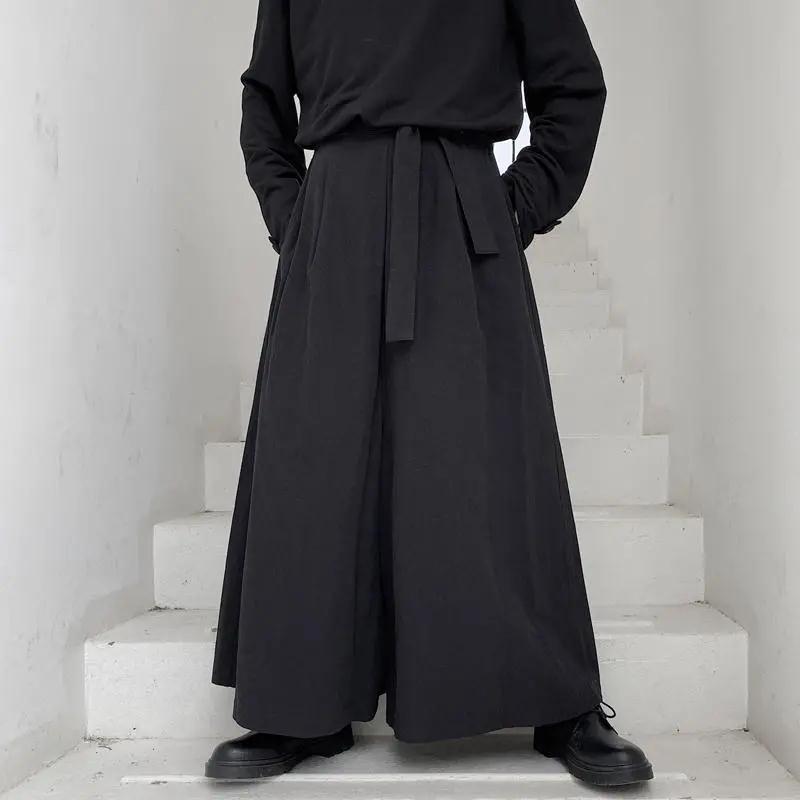 Yamamoto Wide-Leg Skirt Pants: Loose-Fit, Irregular Flare, Japanese-Inspired Casual Wear for Boys