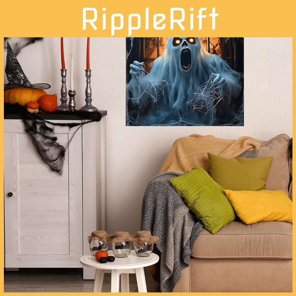 Horror Halloween Spider Web Ghost Fake Window Pattern Home Wall Decorat Sticker