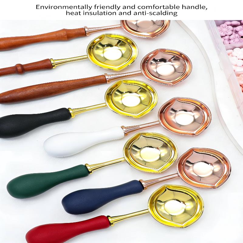 Two Diversion Port Wax Seal Spoon Sealing Spoon With Wooden Handel Wax Sealing Stamp Melting Spoon Wax Seal Warmer Wax Seal