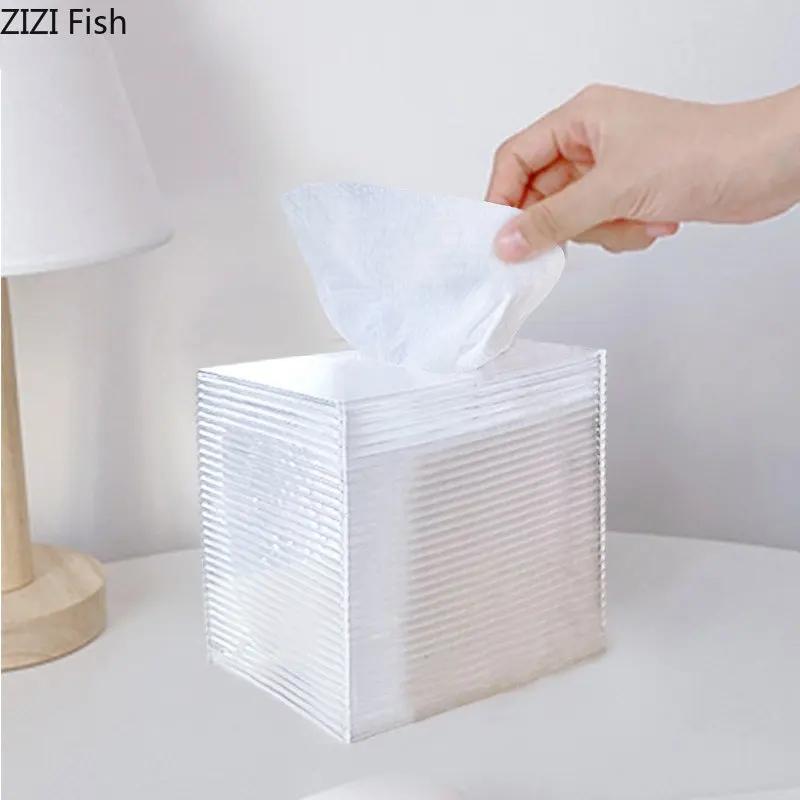 Rektangulär Akryl Servettlåda Hemdekoration Konst Servettlåda Vardagsrum Matbord Servettförvaringslåda Dekoration