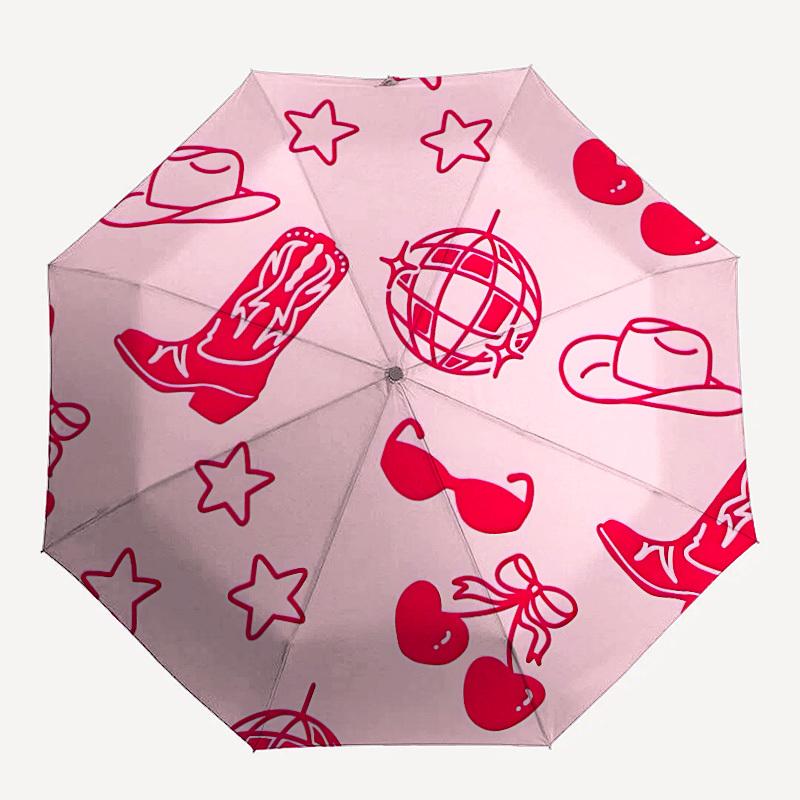 1pc Cowgirl Vibes Automatic Open/close Folding Umbrella, Compact Portable Travel Umbrella, Durable Construction Yy251230139