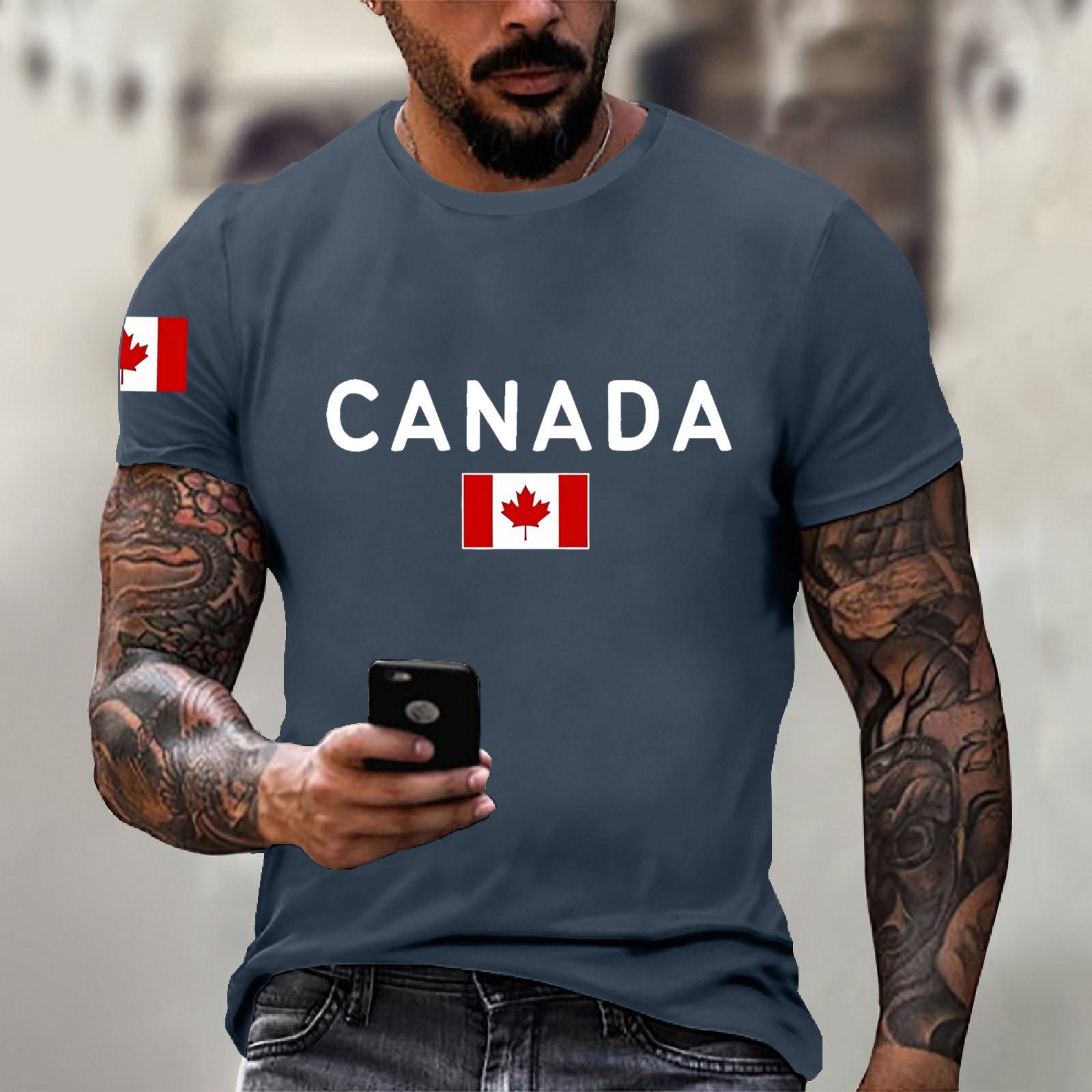Мужская канадская футболка с круглым вырезом и короткими рукавами XL тёмно-синий 1359₽