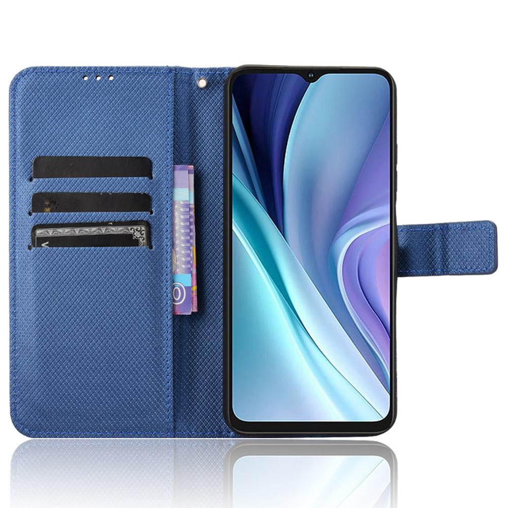 

For itel A50 Case Diamond Texture PU Leather Phone Cover Blue