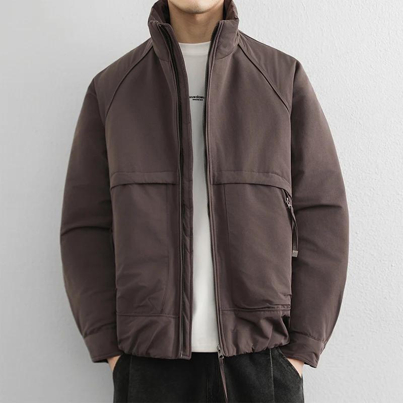 Jesień Zima Męska Luźna Kurtka Harajuku Męskie Parki Kurtka Męska Moda Codzienne Płaszcze Męskie Okrycia Wierzchnie Czarne Bawełniane Kurtki Pikowane