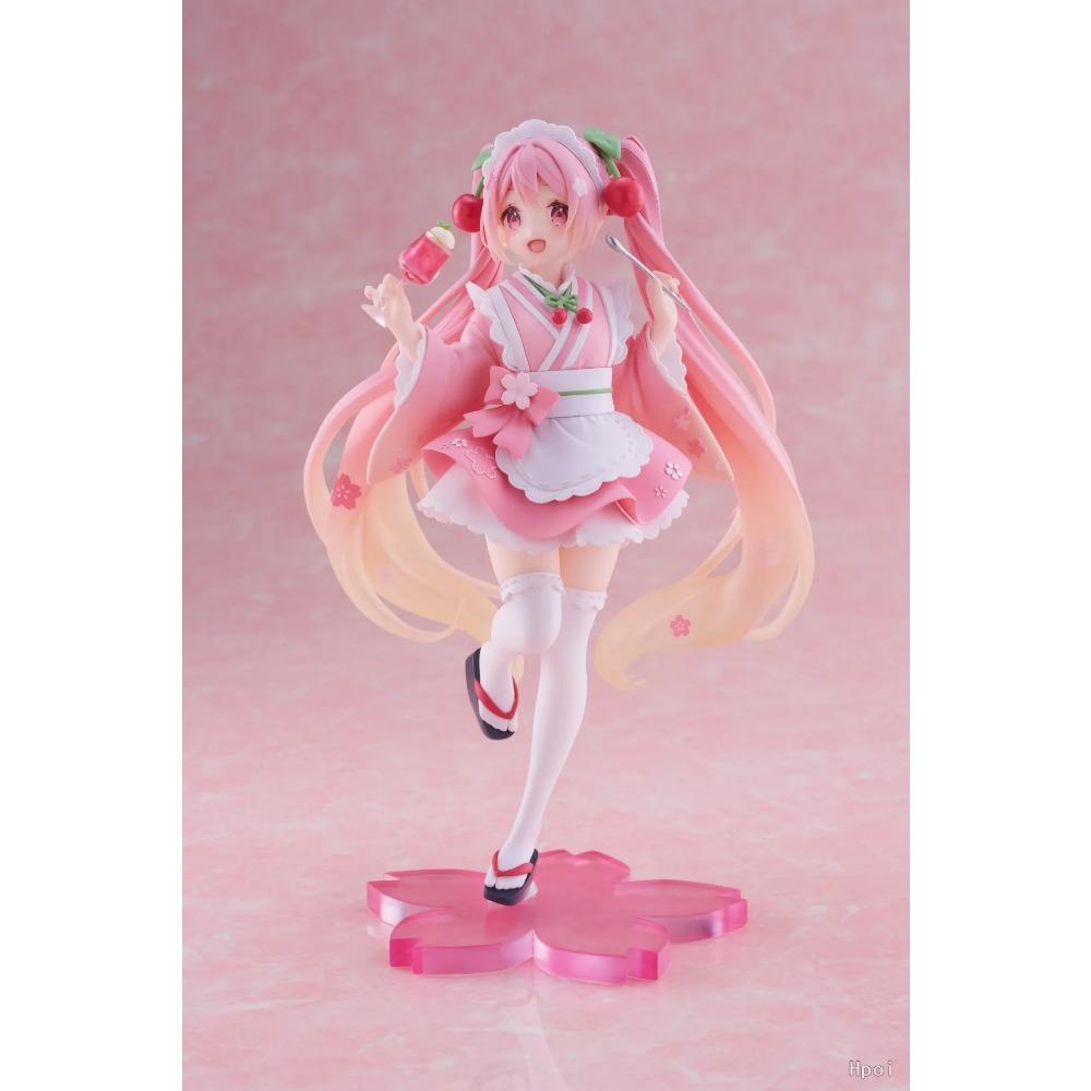 18CM Anime Hatsune Miku Figure Sakura Future Japanese Tea House Waiter Model Toy Gift Collection Action Figure PVC Doll