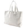 CHANEL Tote MM Tote Bag A15991 New travel line Silver Nylon canvas Women Used