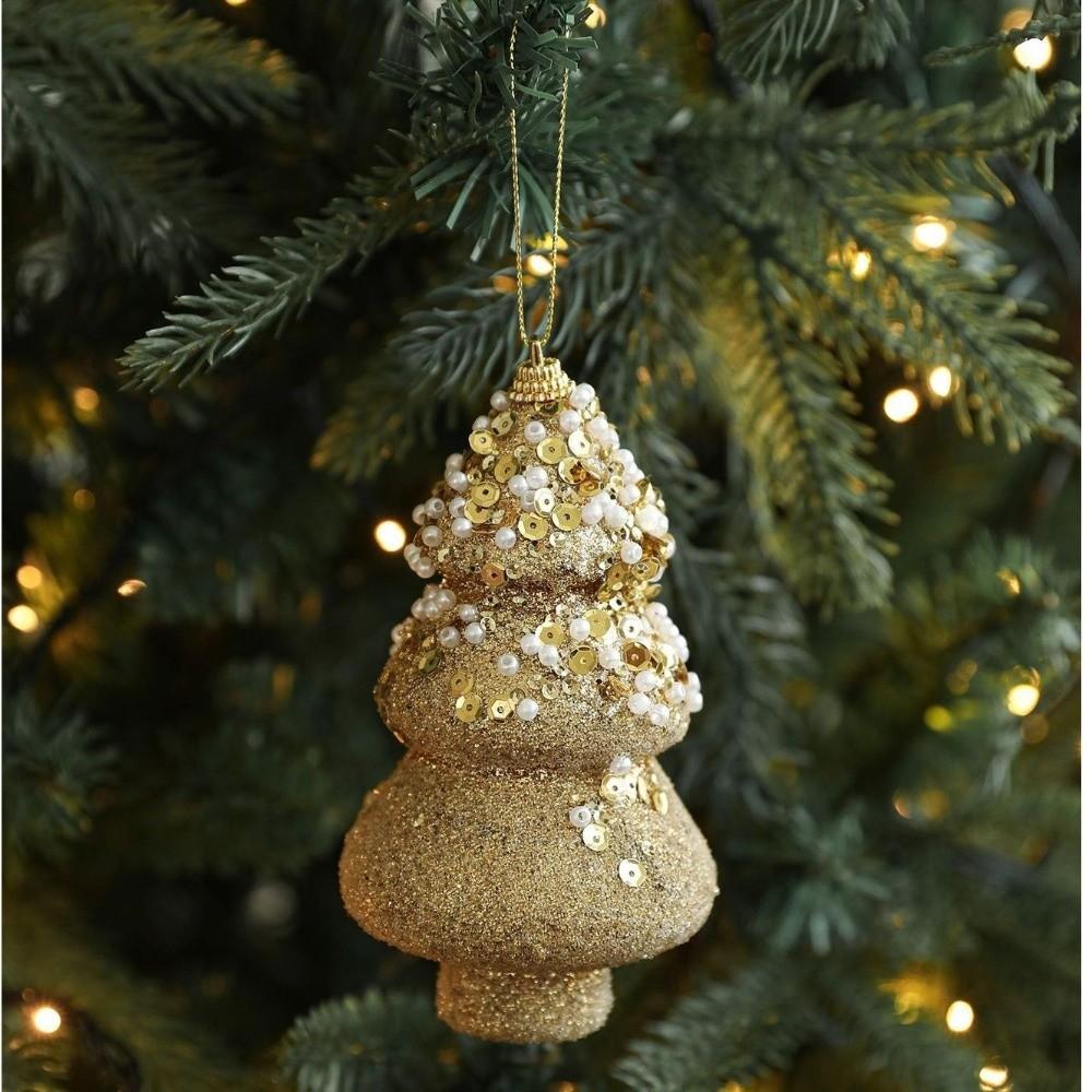 Gold Glitter Christmas Tree Ball Hanging Ornaments Sequin Foam Christmas Ornaments Xmas Tree Decorations