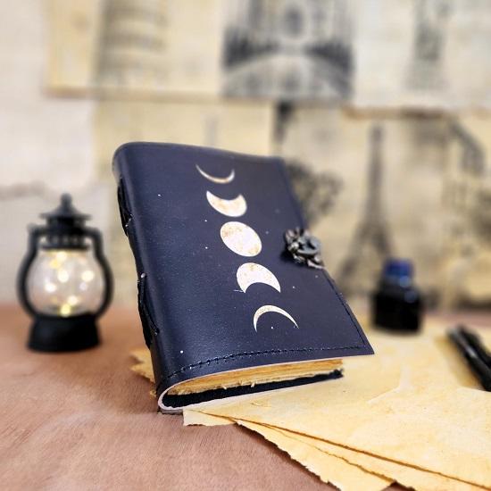 Lunar Eclipse Leather Journal, Leather Diary, Leather Notebook, Travel Journal, Sketchbook,
