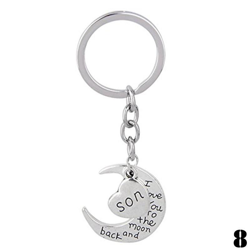 1pcs Grandpa/Son I Love you to the moon and back Key Ring Keyring Xmas Gift Silver