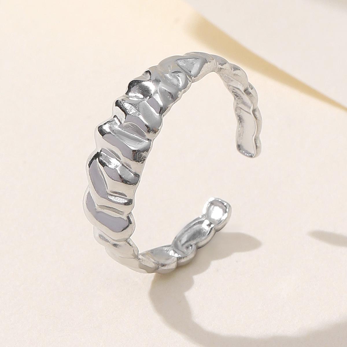 Adjustable Retro Irregular Pleated Stainless Steel Ring for Women – Gold Plated