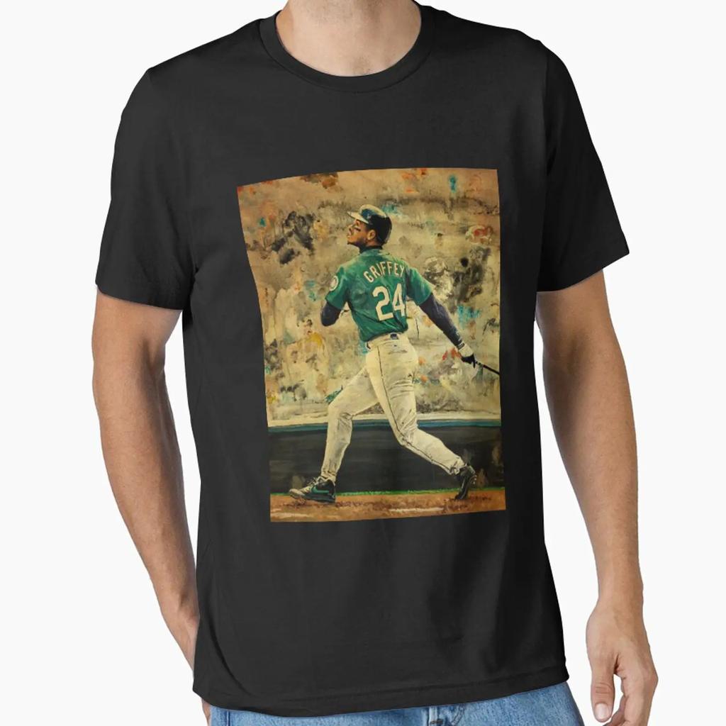 Ken Griffey Jr Retrocolor Essential T Shirt Vintage Breathable Soft Streetwear Graphic Versatile Fashion Slightly