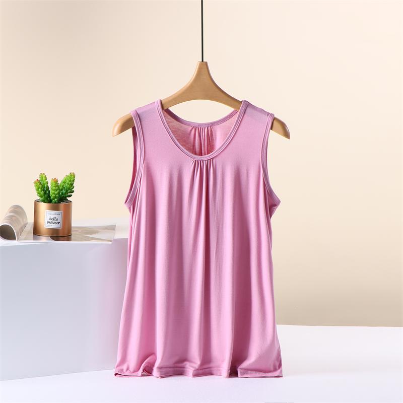 Moda Feminina Solto Cor Sólida Sem Mangas Gola Redonda Regata
