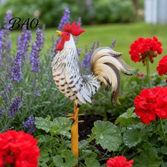 Bauernhaus Gartendekoration Metall Hahnenstatuen, Wasserdichte Hühnerskulptur, Rustikale Outdoor Dekoration Dekoration Hofschmuck für Terrasse Rasen Hinterhof
